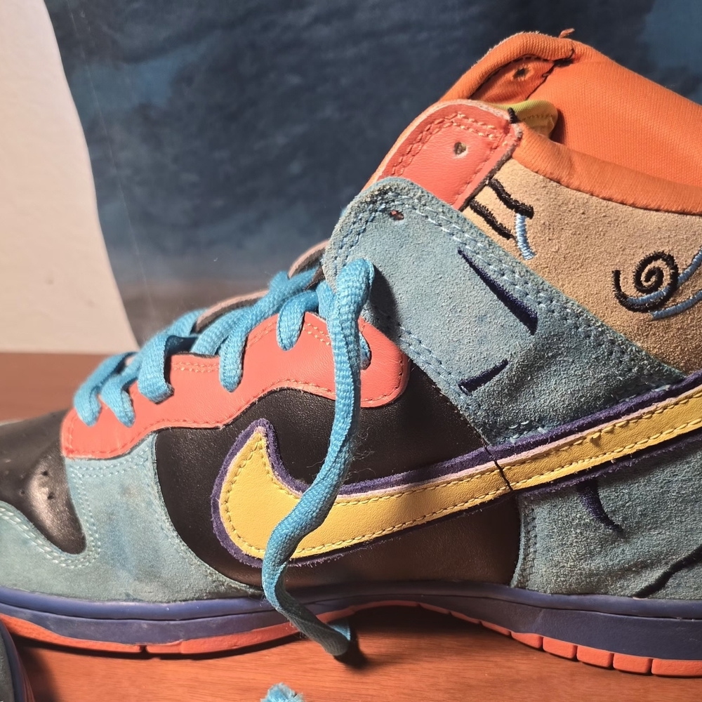 SB Dunk High “Skate or Die” Size  (10) Multicolor Teal Orange Yellow - Picture 6 of 9